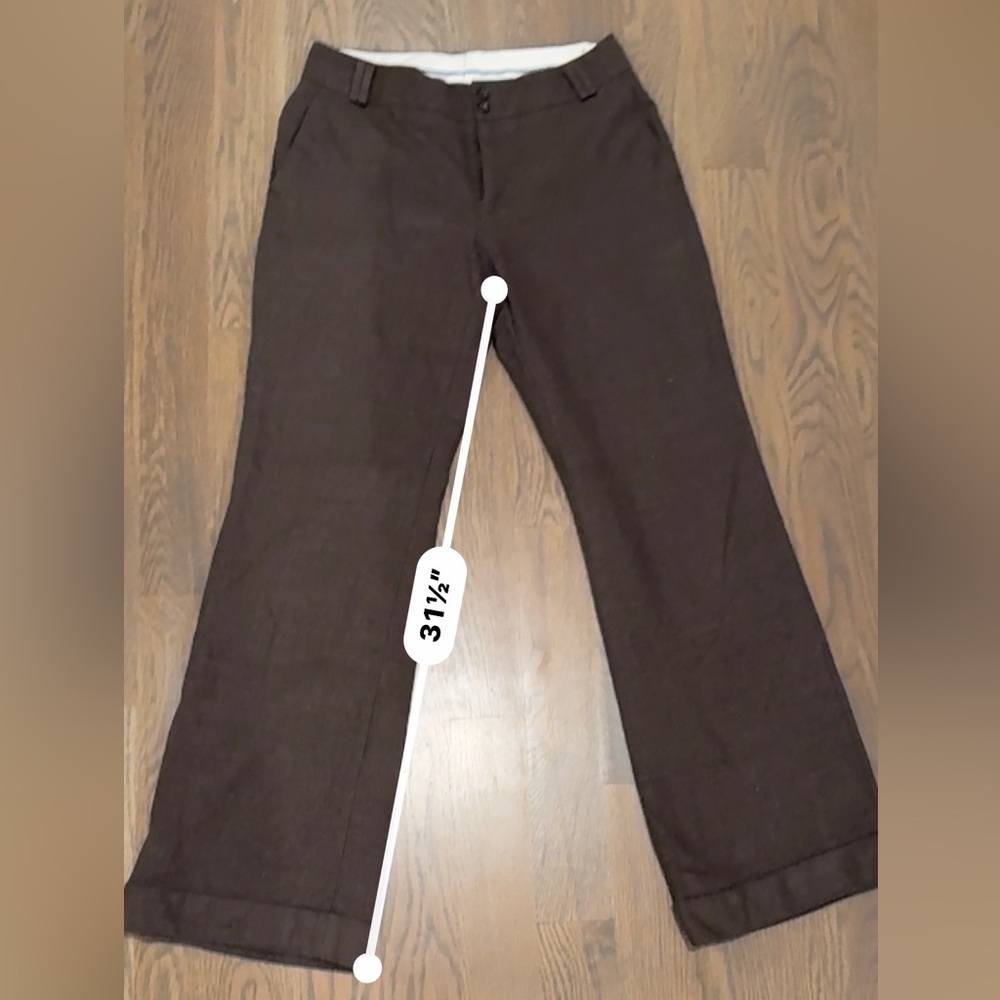 Women’s Brown Wool Blend Dress Pants Slim Fit Tailored Career wide leg M - Picture 5 of 8